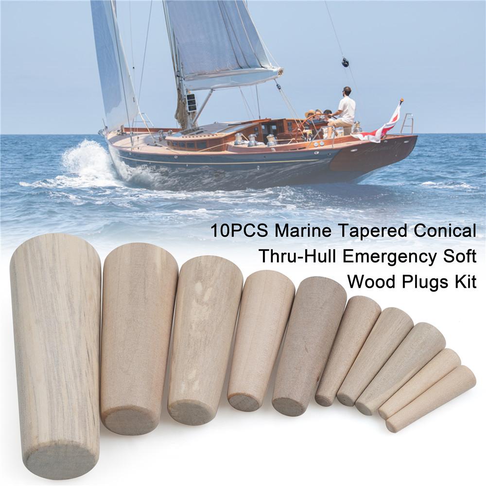 10Pcs Wooden Hole Plugs Kit 7 Sizes Marine Tapered Conical Drain Stopper scupper plugs for boats Yacht Parts and Accessories 7