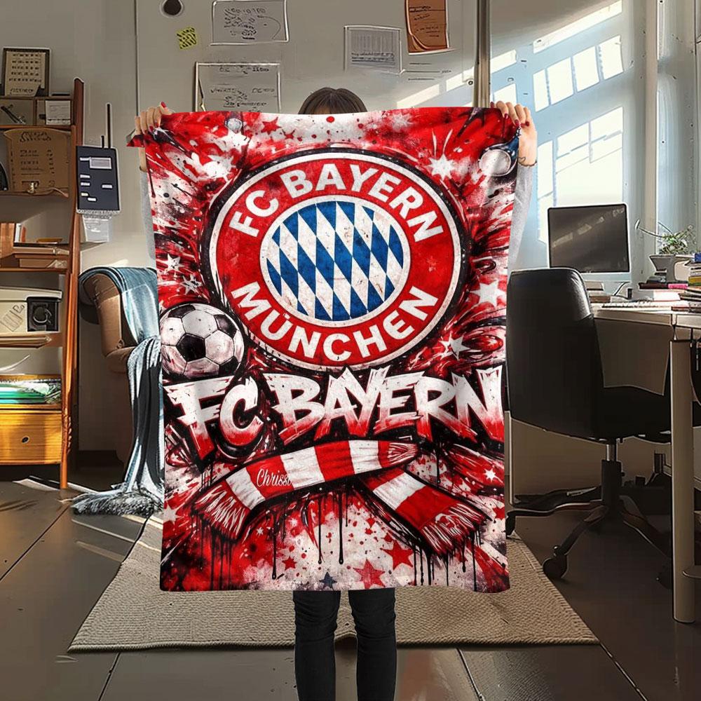 1PC FC Bayern Munich Patterned Flannel Blanket Suitable For All Seasons for Home Decor Warmth and Comfort Gifts Holiday Present
