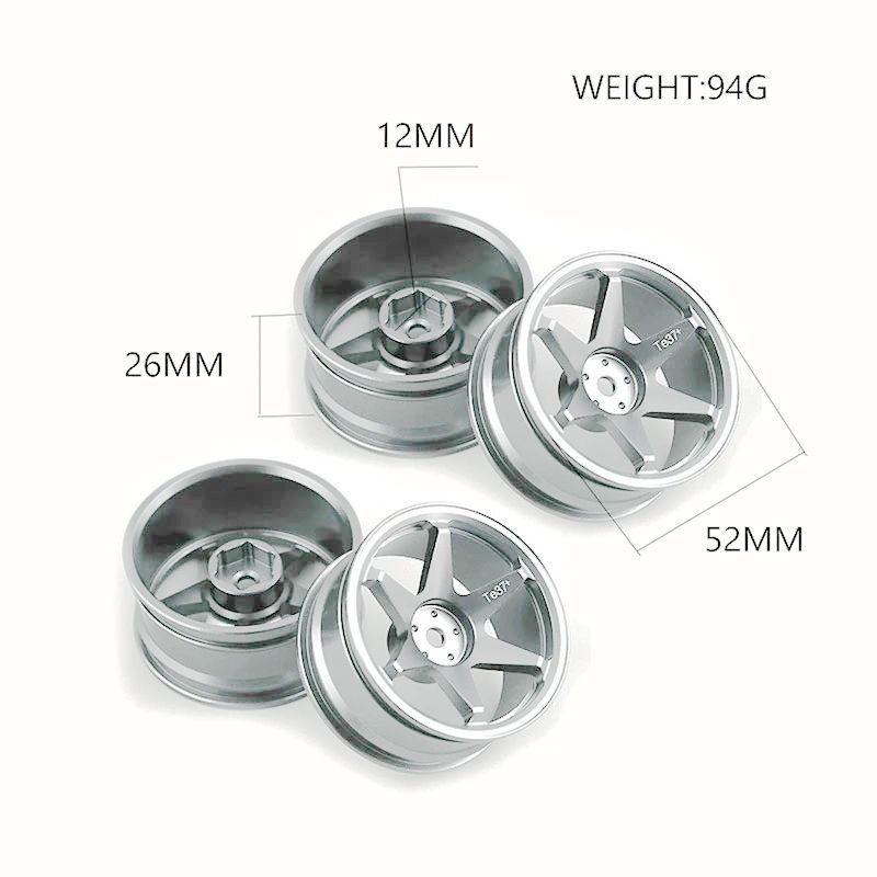 1/10 RC Racing Wheels Tires Metal Wheel Rims Hub12mm Hex for 1:10 RC On Road Car Tamiya TT01 TT02 XV01 XV02 HSP HPI Kyosho