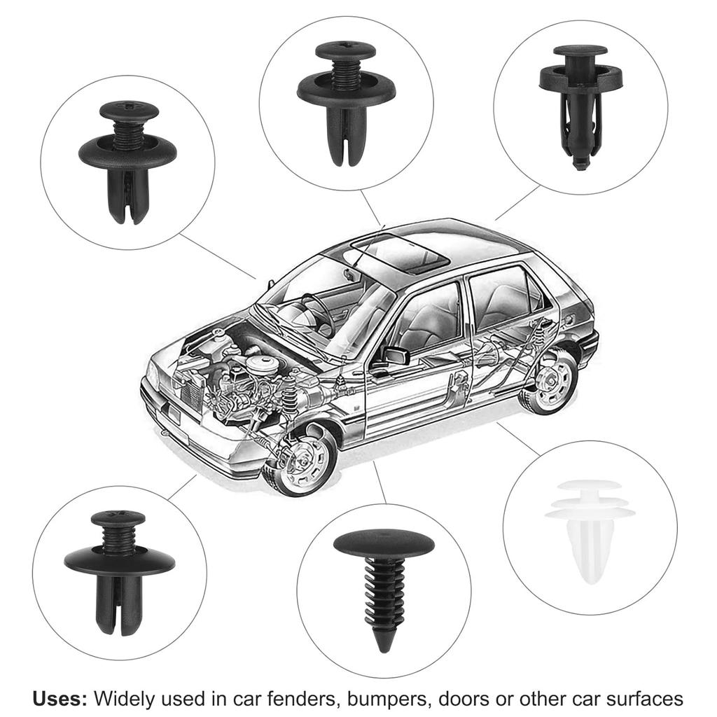 120PCS Car Clips & Plastic Rivets - 6 Popular Sizes, Fits Bumpers, Fenders & Most Car Models, Ideal For Body Fixing & Replacement