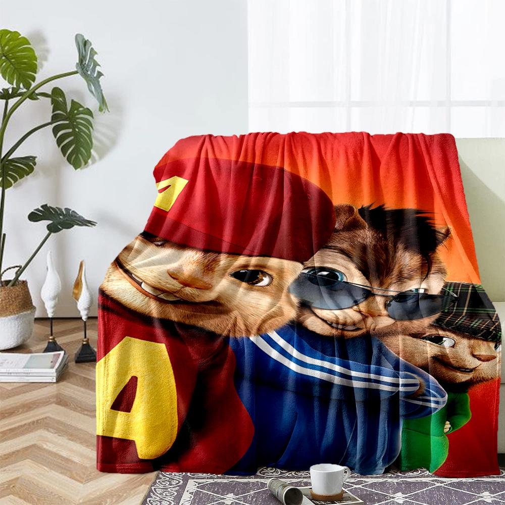 Alvin and the Chipmunks Theme Printed Blanket - Perfect for Couch, Bed, Travel & Outdoor Use | Machine Washable, Cozy & Durable.
