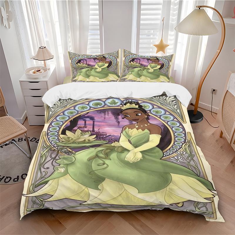 3pcs Tiana Princess Bedding Set - 1 Soft Quilt Cover + 2 Pillowcases, Machine Washable - Suitable for All Seasons, Perfect Gift for Family and Fr
