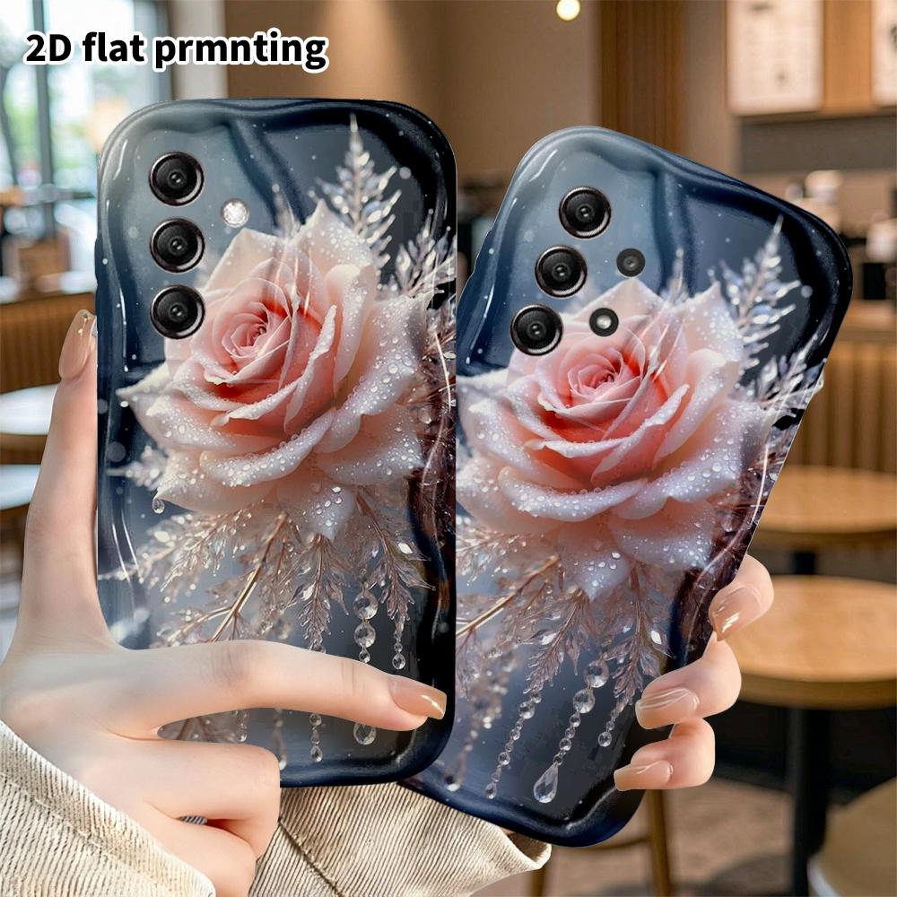 Чехол для телефона: 2D Плоский Защитный Чехол для Samsung Galaxy A34 A35 S20 S22 S21 FE Plus Ultra, Цвет Розовый Ледяной Кристалл, Подарок на Рождество и Хэллоуин
