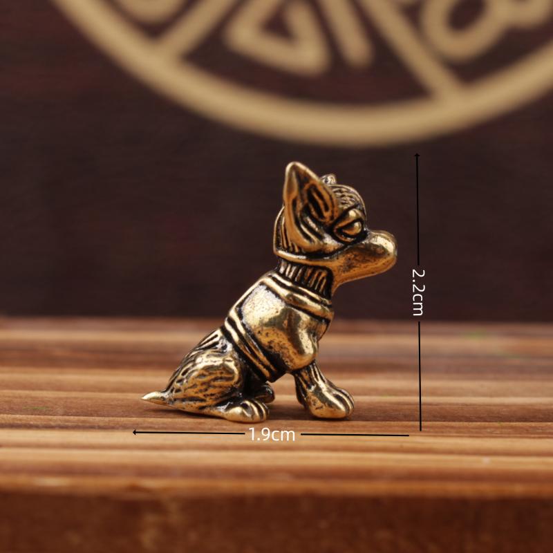 Bronze Sculpture Solid Copper Puppy Brass Ornaments Zodiac Dog Ornaments Antique Old Brass Tea Pet Small Ornaments
