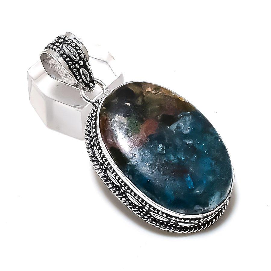 Подвеска из натурального серебра 925 пробы с турмалином и арбузом размером 2,17 дюйма L4Z58