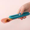 Cat Strip Spoon Push Button Portable Slot Ergonomic Cat Feeder Squeeze Spoon for Pet Blue