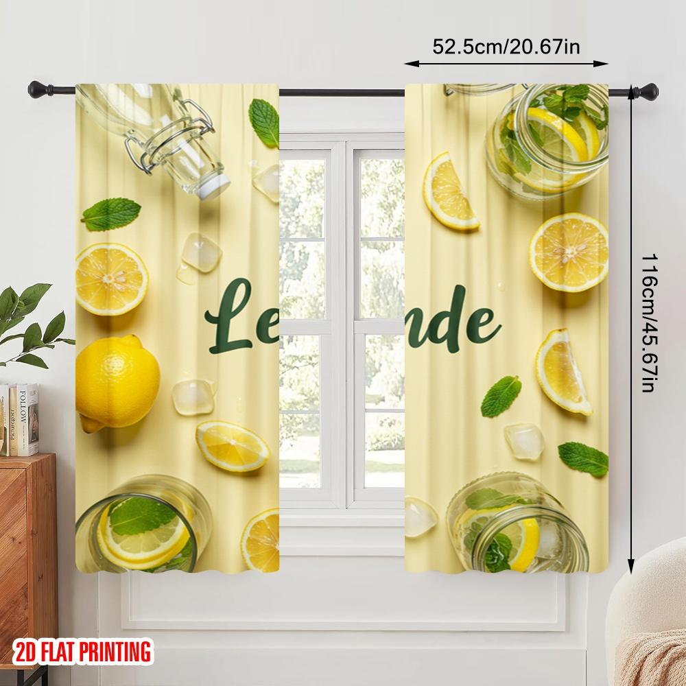 2 шт. 2D плоская печать Оконные шторы Лимонад Освежающий напиток Лето Полиэстер Без электричества Украшения для вечеринки Использовать для
