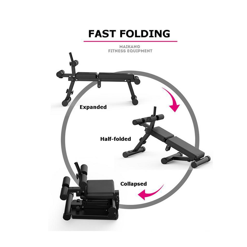 Черная складная регулируемая скамья для пресса, наклонная скамья для домашнего спортзала, доска для скручиваний, тренировка мышц живота, силовое оборудование для тренировок