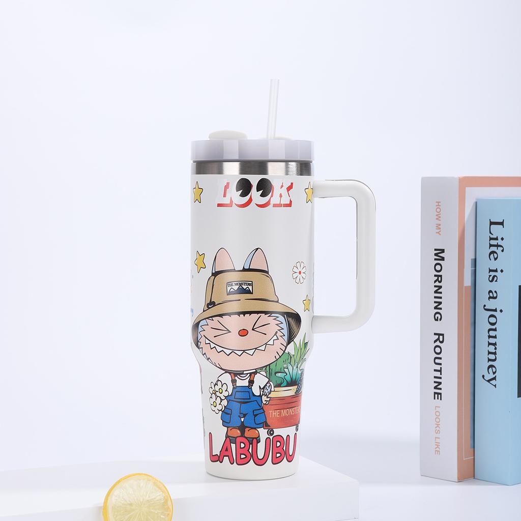 Cartoon Stainless Steel Thermos Cup Large Capacity Car Cup 40oz Car Cup Thermal Insulation Water Cup