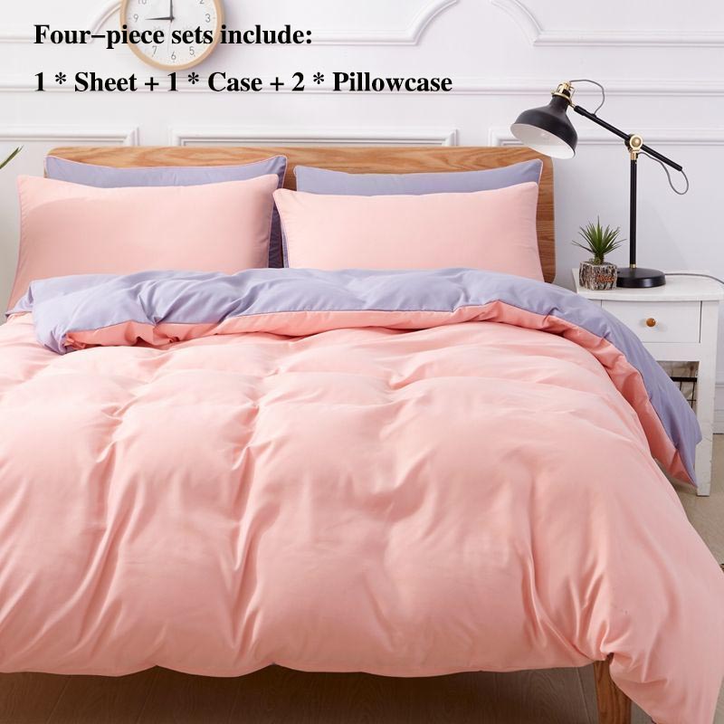 Окруженная и простая кровать. Комплекты постельного белья из четырех частей с подушками и рукавами. Комплект домашнего постельного белья. Двуспальная кровать шириной 1,8 м, 2 метра.