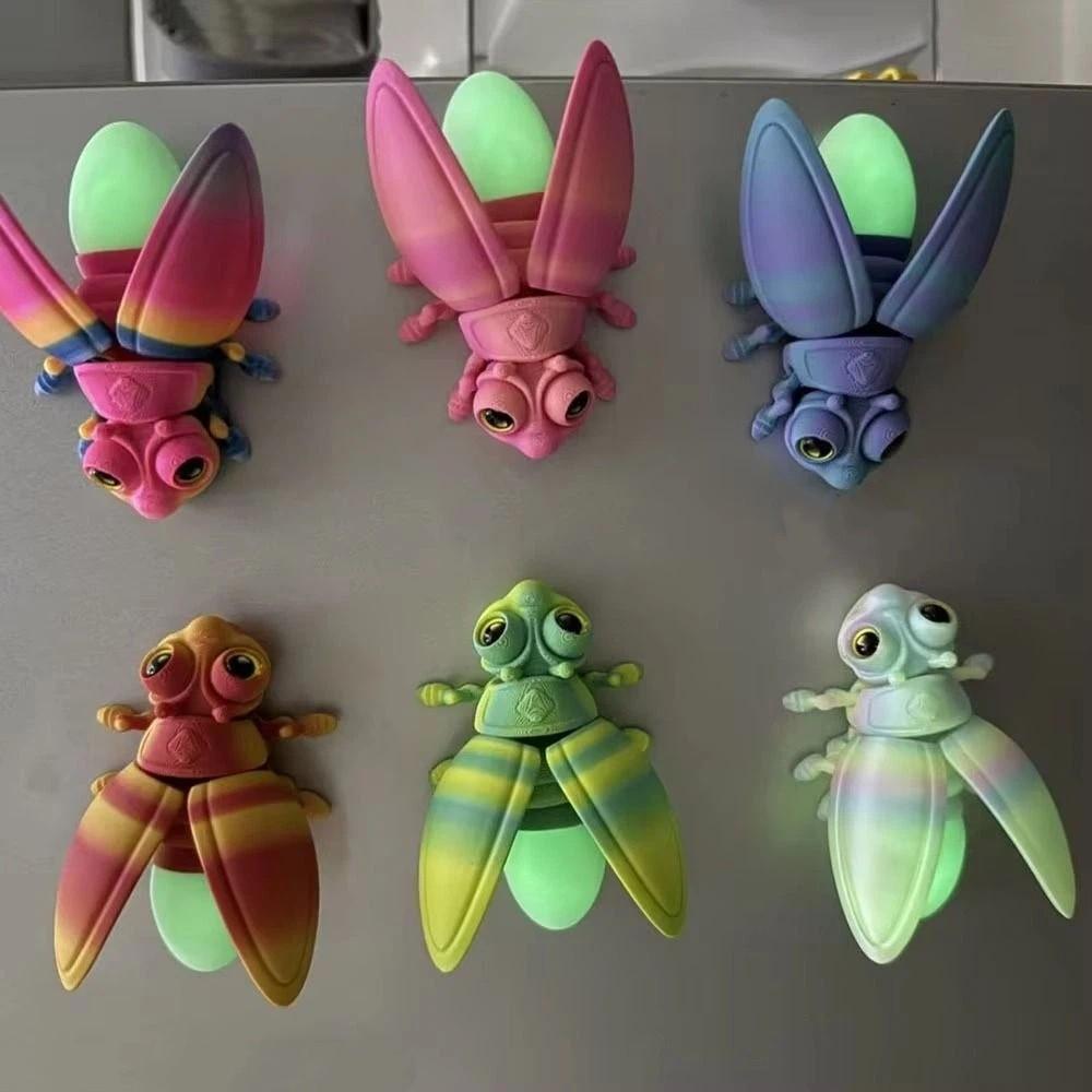 Cute 3D Printed Firefly Model Glowing Tail Magnetic Luminous Firefly Refrigerator Door