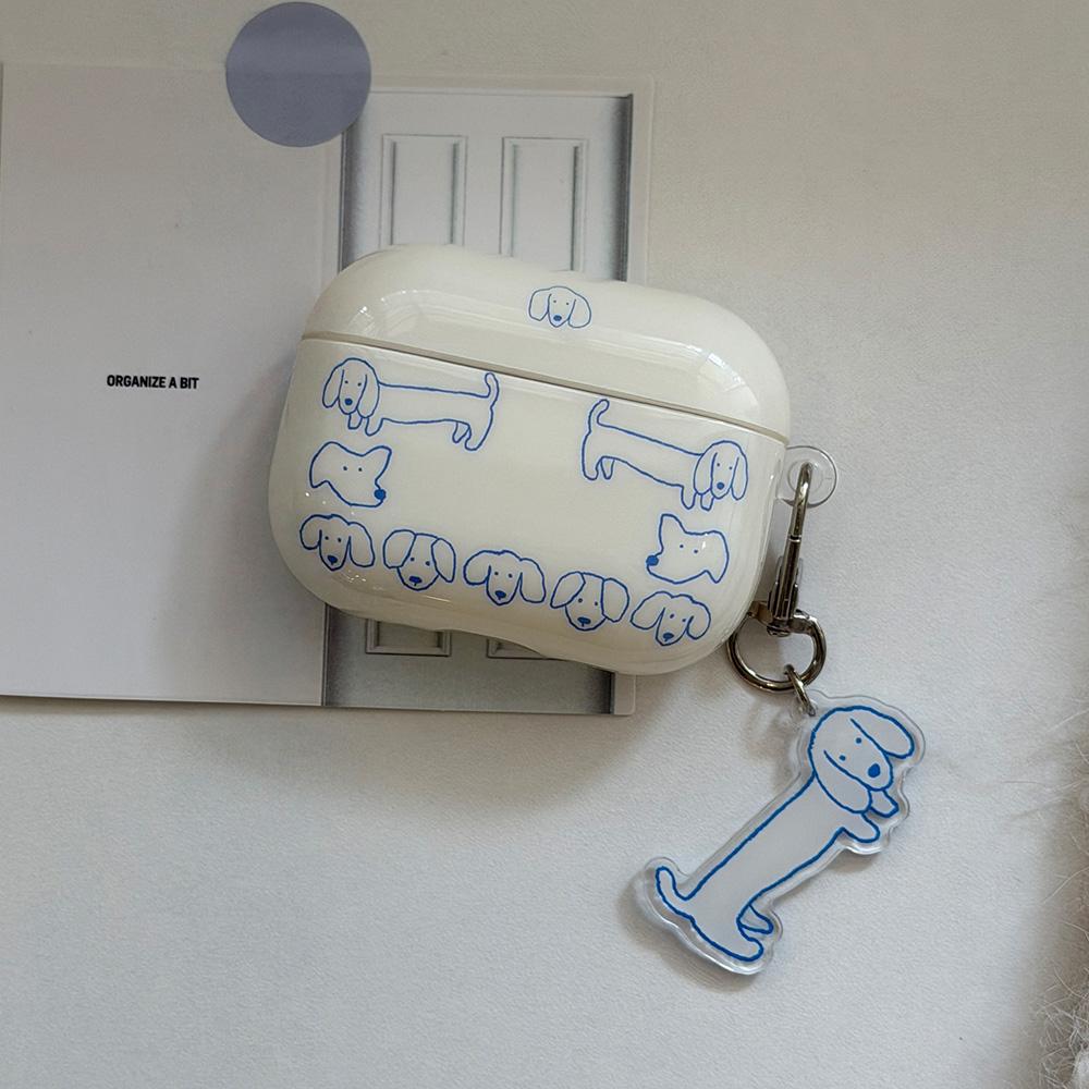 Мультяшный Милый Синий Щенячий Простой Мягкий Чехол для Наушников AirPods 4 С Подвеской для AirPods 2 3 4 Pro 3 Защитный Чехол