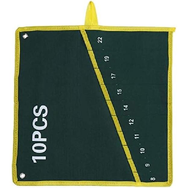 Pockets Spanner for Tool Roll, 1Pc 6/8/10/12/14/25 Pockets Spanner Wrench Tool Roll Up Storage Bag Green(10PCS)