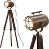 Antique Rusty Searchlight Tripod Marine Spotlight Floor Stand LED Studio Lamps Nautical Adjustable Legs