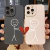 Мультяшный Спичечный Человечек Сердечко Чехол Для Телефона Для iPhone 16 15 Pro Max 14 Pro 13 12 11 16E 7 8 Plus XR XS X Ударопрочный Мягкий Чехол