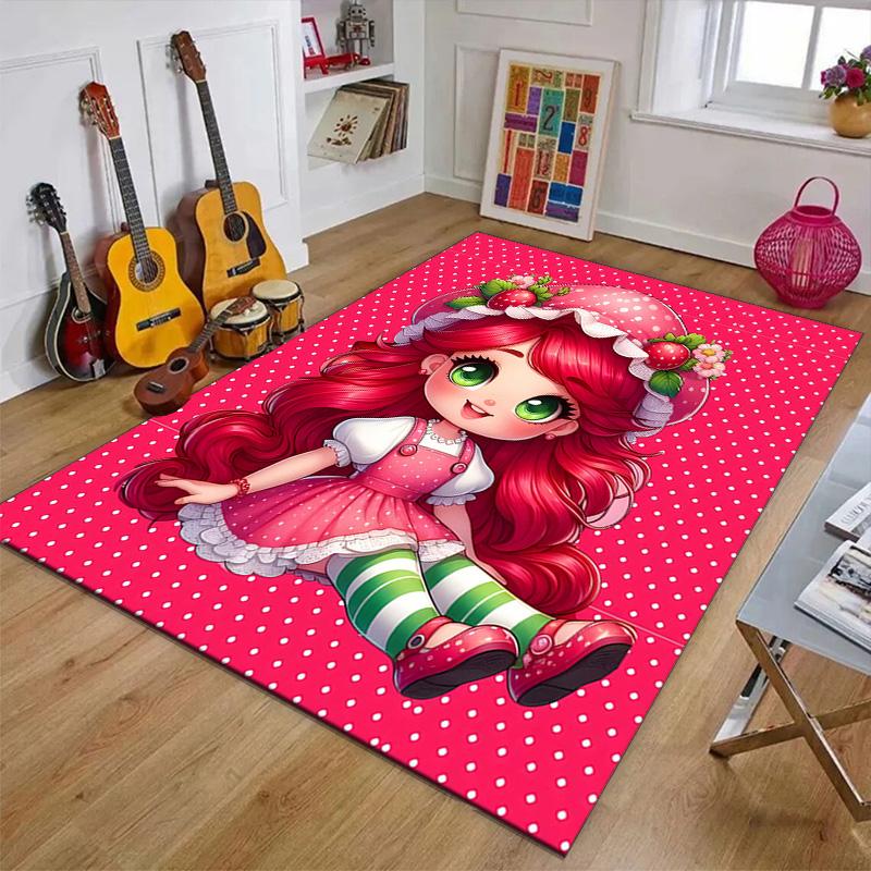 1pc Strawberry Princess6 Design Printed Area Rug Carpet for Bedroom Living Room Home Decor Rugs Mat Non Slip Mat Rug for Bedside