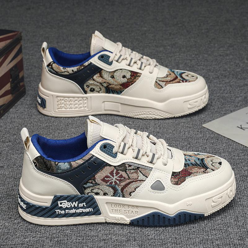 Men's shoes summer breathable versatile casual design sense niche board shoes youth sports thick sole raised canvas trendy shoes