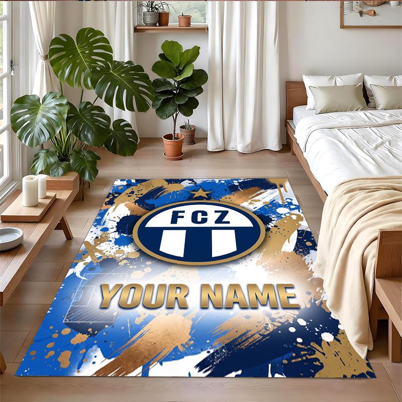 Crystal Velvet Rug Custom Name Text, Soft Non Slip Floor Mat Home DecorFC Zürich