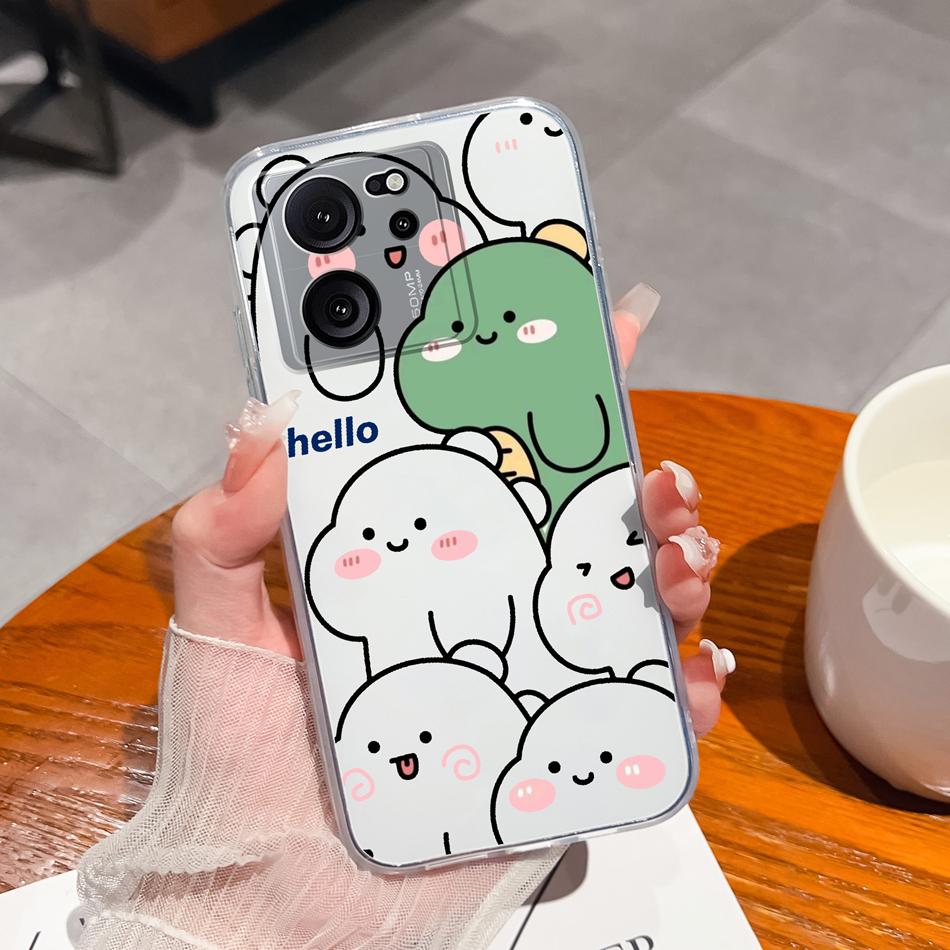 Прозрачный чехол для Xiaomi 13T Pro, мягкий ТПУ силикон, милый мультяшный задний чехол для Xiaomi 13 T 13TPro, противоударный, легкий