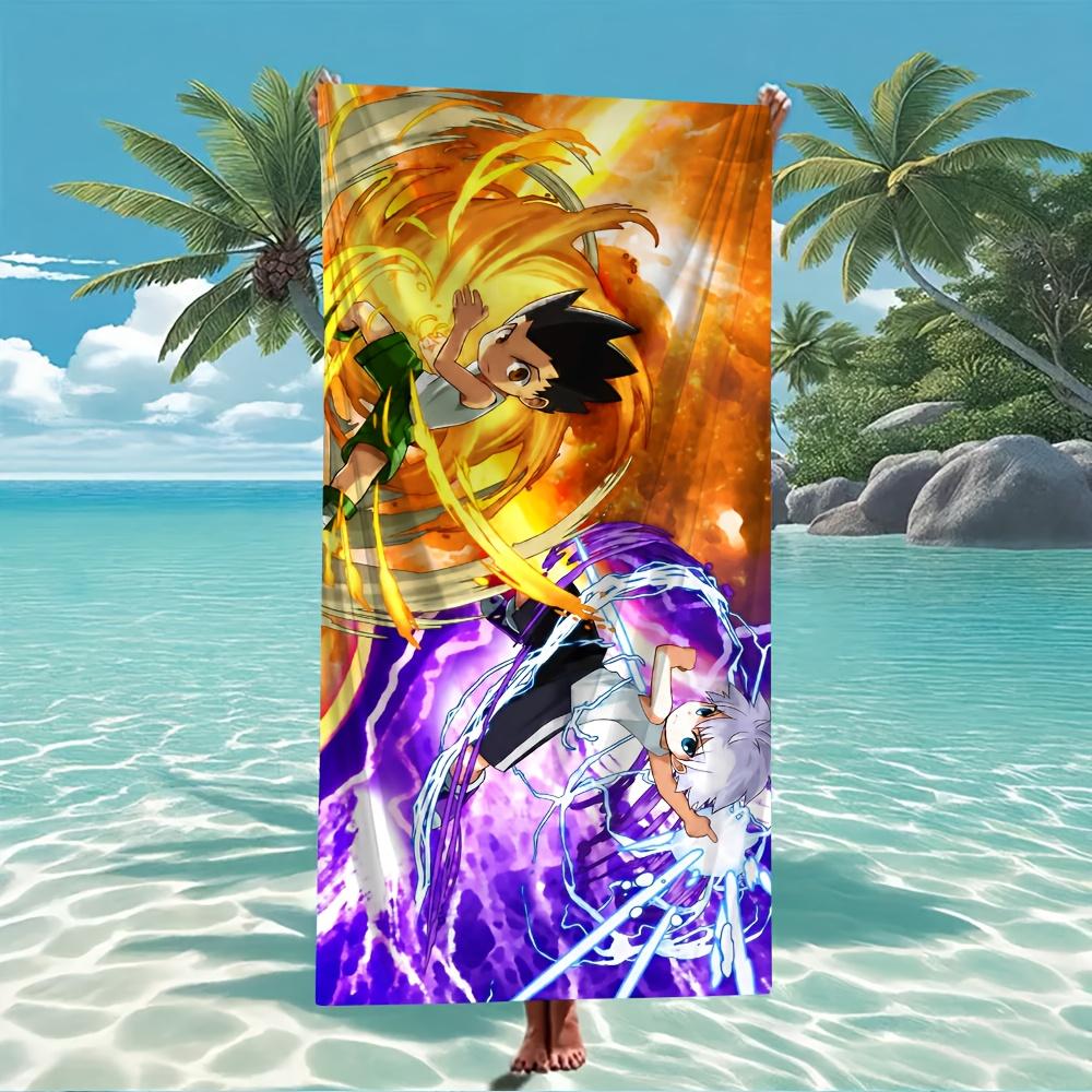 1pc H-Hunter X Hunter Anime Beach Towel Microfiber Soft Quick Dry Anime Bath Towel for Bathroom Swimming Outdoor