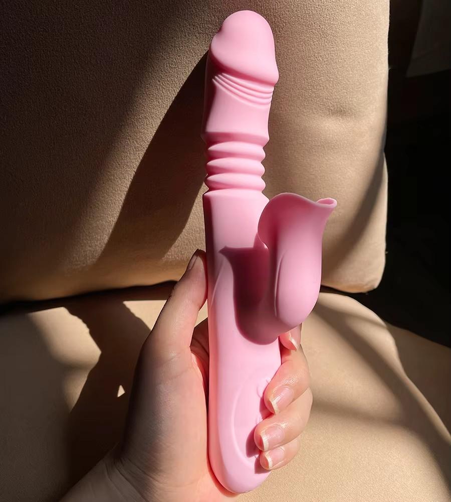 Двойной вибрирующий дилдо для женщин, нагревающиеся телескопические вращающиеся вибраторы, анальный клитор, вагинальный стимулятор, секс-игрушки