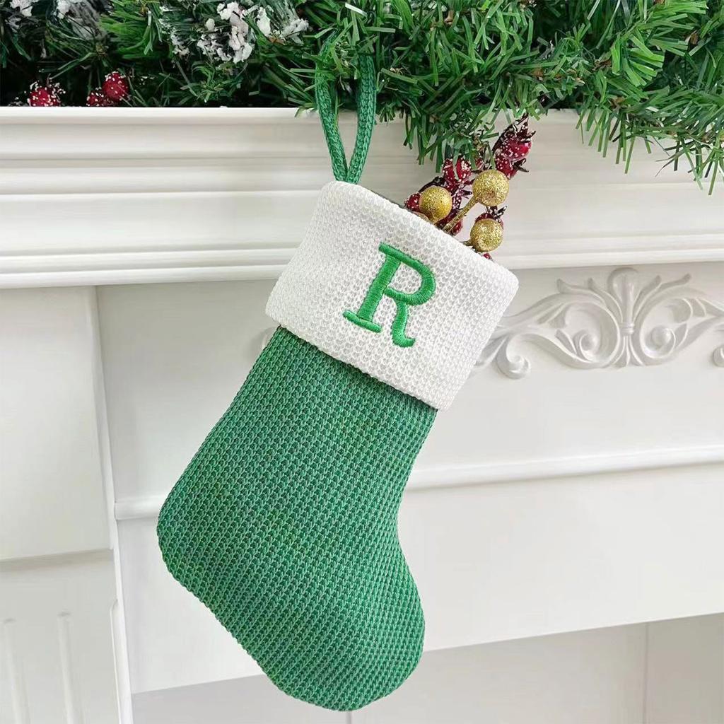 Рождественские чулки, маленькие вышитые буквы, вязаные рождественские подвесные чулки, украшения, декор для рождественской вечеринки