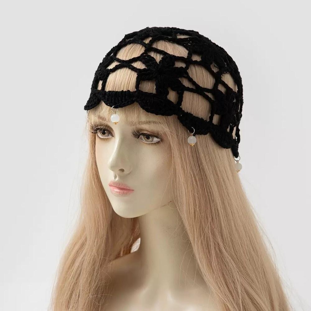 Handmade Crochet Flower Knitted Hat Bohemian Style Woven Cap Cute Hollowed Out Beanie Cap Women