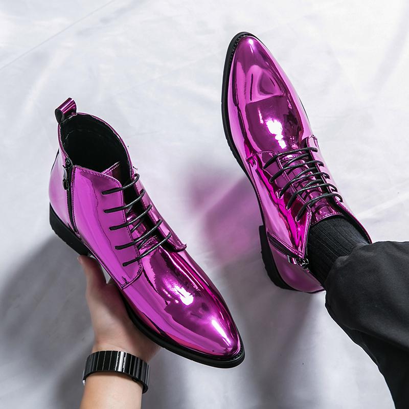 Men's Unique Green Genuine Leather Chelsea Boots Men Business Ankle Boot Mens Casual British Style Short Boot Youth Latest Trend