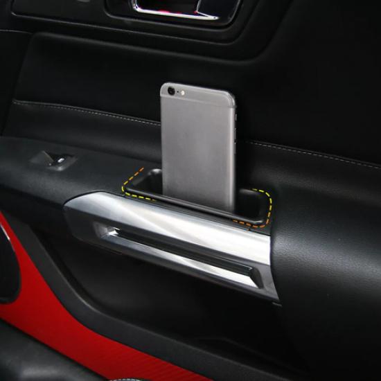 For 2015-2025 Ford Mustang ABS Black Inner Side Door Handle Storage Box Cover 2P