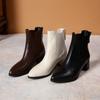 Thick Heel Temperament Retro Pointed Middle Heel Fashion Boots Women's 2025 Autumn New Thin Pleated Short Chelsea Boots