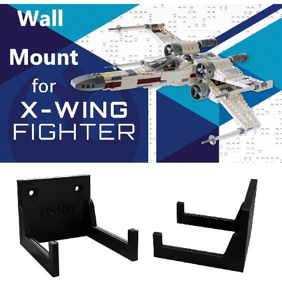 Wall Mount for Lego Star Wars Luke Skywalker’s x-Wing Fighter 75301,Vertikal Wall Mount for Brick Modell X-Wing 75301 Black