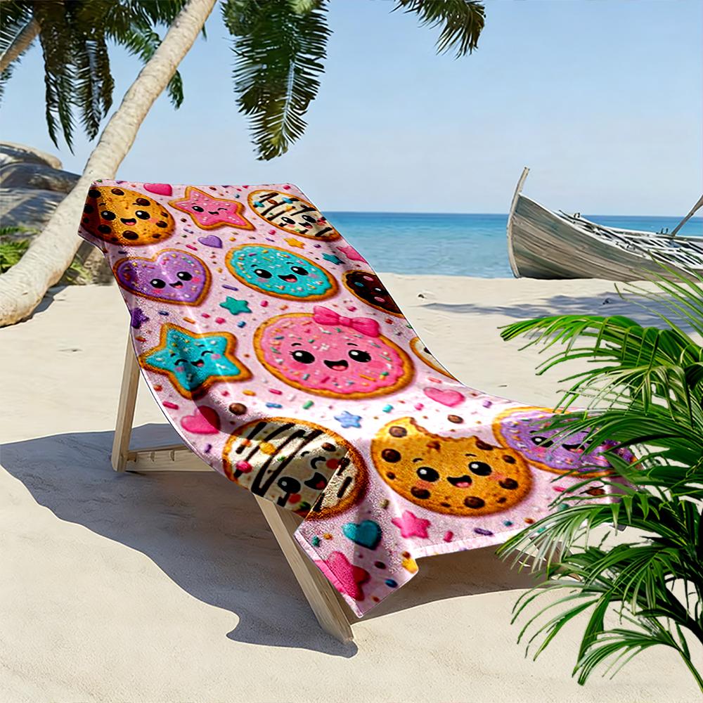 Cute Kawaii Cookies and Sprinkles Design Beach towel quick-drying for travel outdoor sports jogging beach and swimming