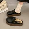Туфли Мюли на одной педали бархатные хлопковые шлепанцы ленивые маленькие кожаные туфли 2025 осень и зима новая толстая подошва сумка мысок полушлепанцы женские модели