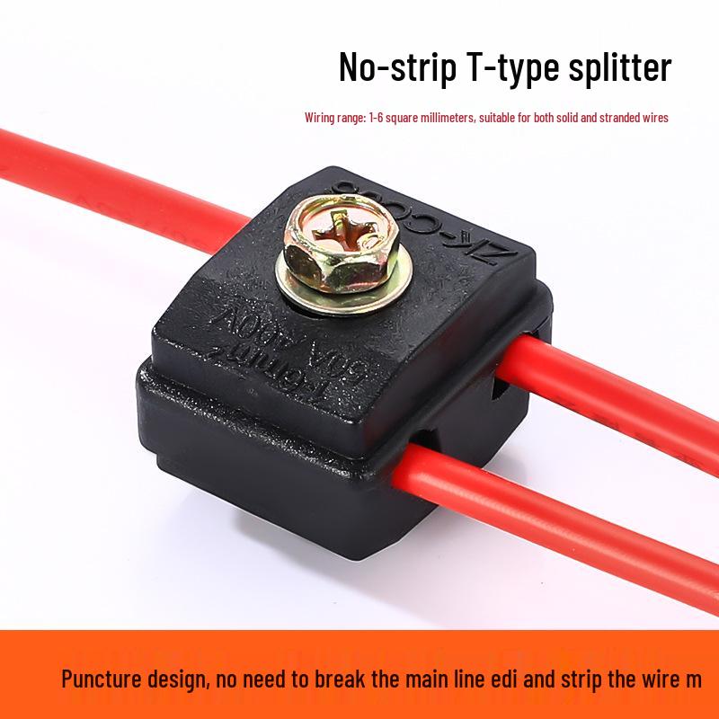ZK-CC06 High Power 6 sq mm No-Stripping T-Type Piercing Wire Connector for Main/Branch Wiring