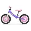 Purple balance bike with 12 wheels and LED lights, steel frame for girls