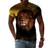 New Summer Fashion Lion Pattern Men T-shirts Casual Print Tees Hip Hop Personality Round Neck Short Sleeve Tops