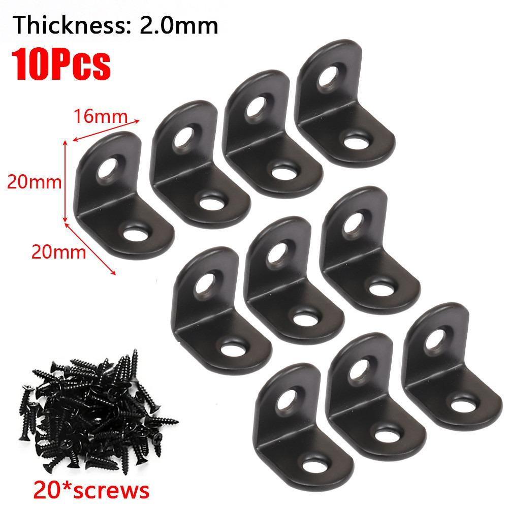 10Sets Cabinet Screens Wall Angle Bracket Iron 90 Degree Right Angle Corner Brace Joint with Screws Furniture Fastener
