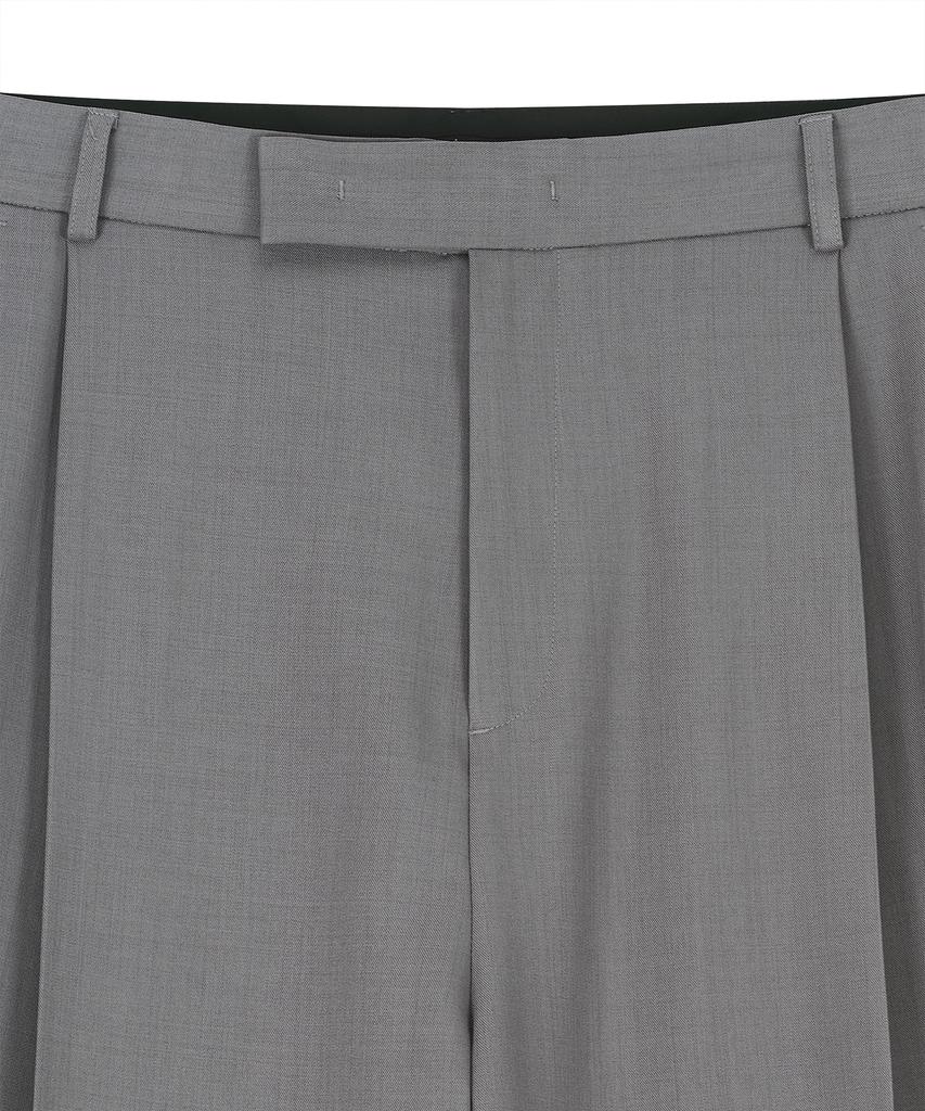 NOIRER 80S Classic One-Pleat Wide Slacks (Gray)