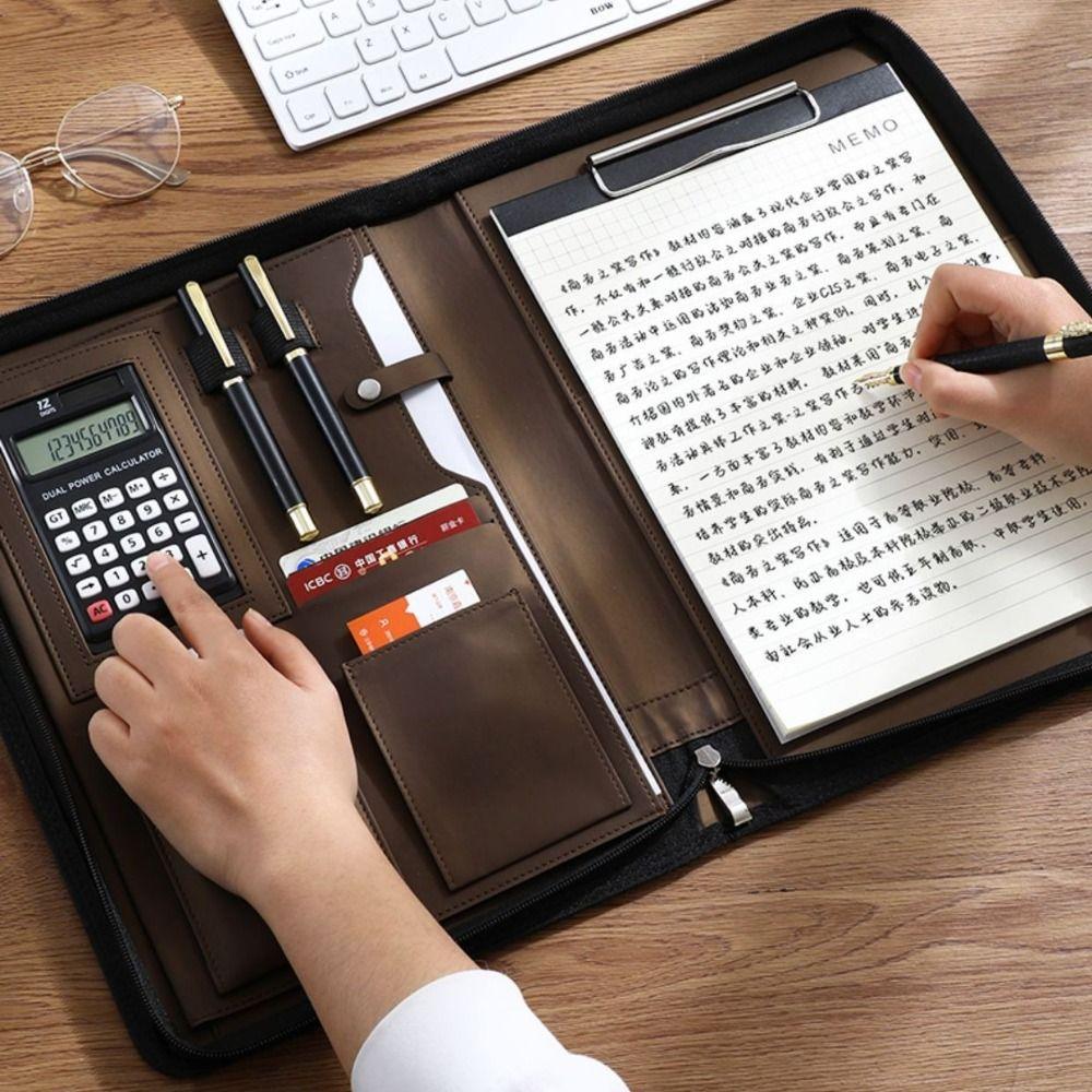 Папка для файлов формата А4 на молнии с калькулятором, блокнот для заметок на совещании, портативный бизнес-блокнот, совещание