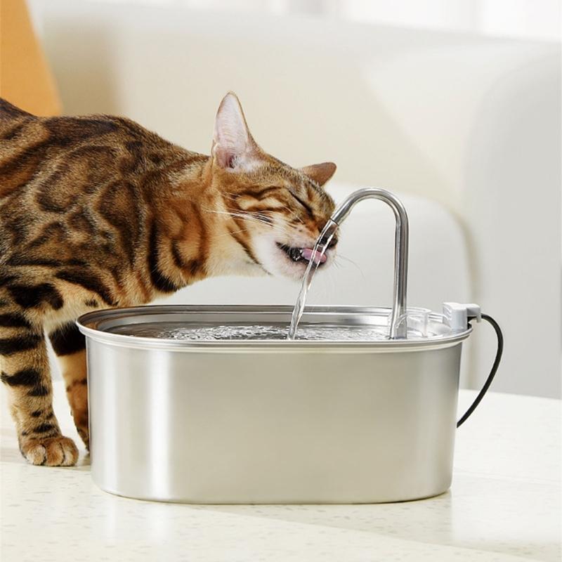 3.2 L Cats Drinking Fountain with with Viewable Window Pet Water Dispenser with Recirculate Filter for Clean Water