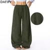 Women's Fashion Casual Solid Color Print High Waist Trousers Pants & Capris