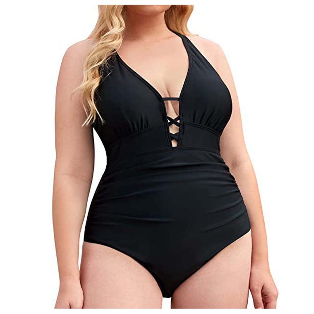 Women's Fashion One-Piece V-Neck Swimming Costume With Bra Pads And No Steel Bra