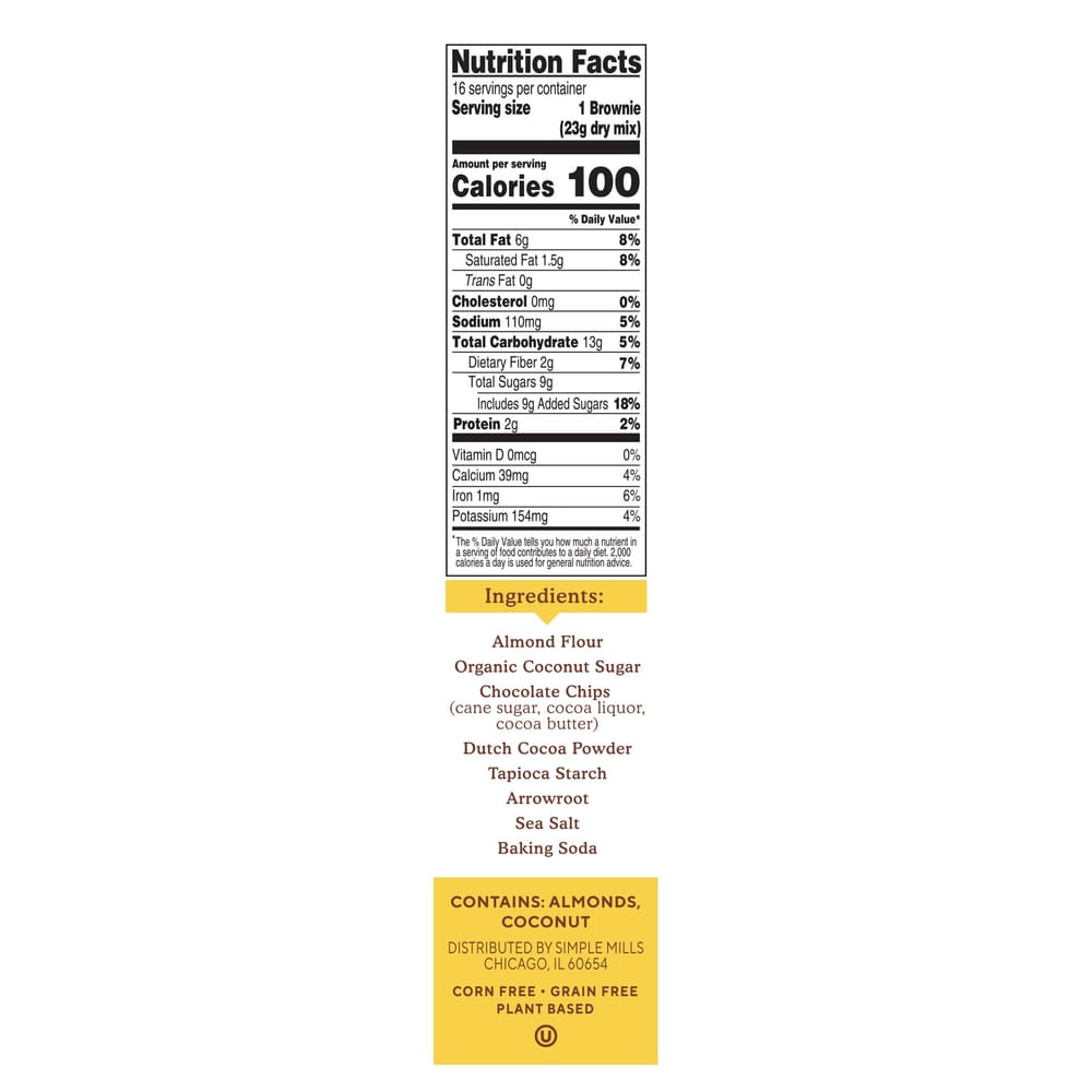 Simple Mills Almond Flour Brownie Baking Mix, 368g (12.9oz)