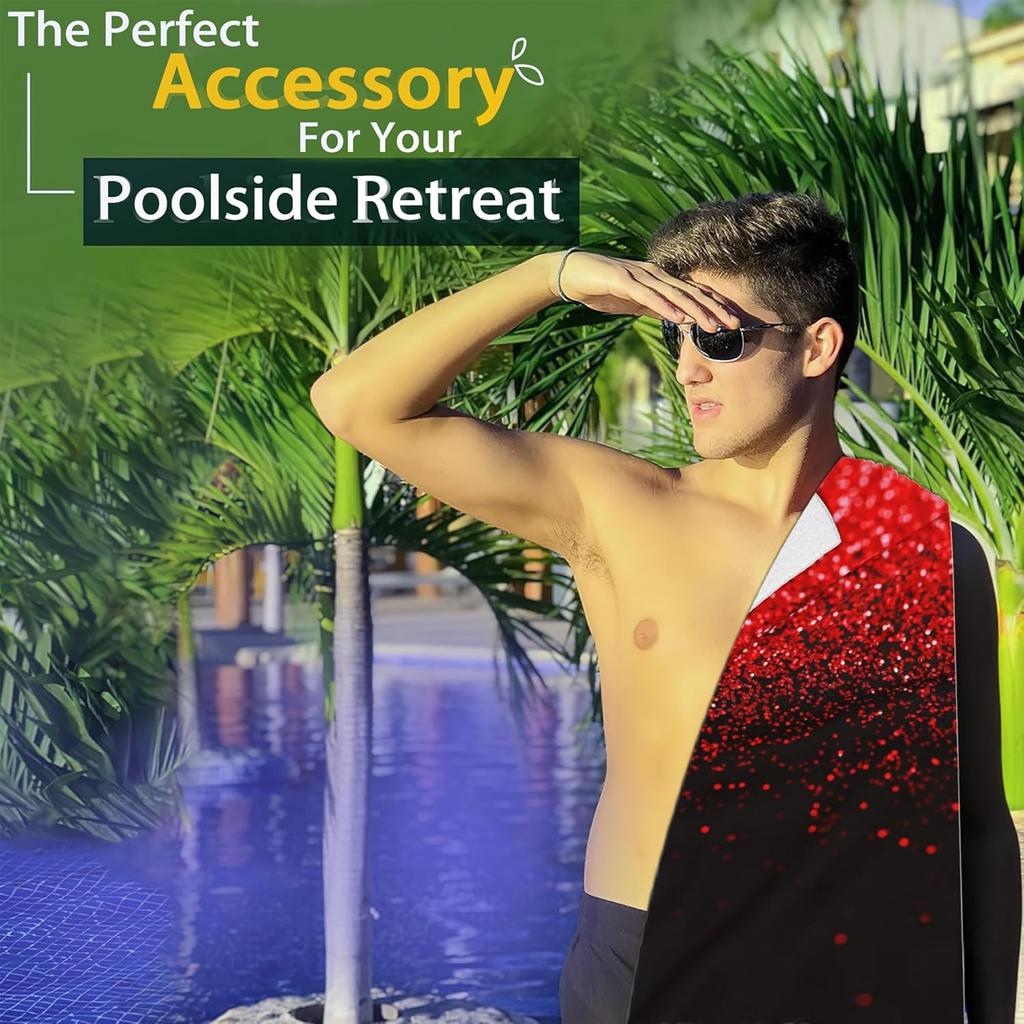 Red Black Glitter Hand Towels Set of 2,28 x 14 Inch Bathroom Towel Soft Absorbent Kitchen Hotel Spa Laundry Room Gym Face Towel Decor