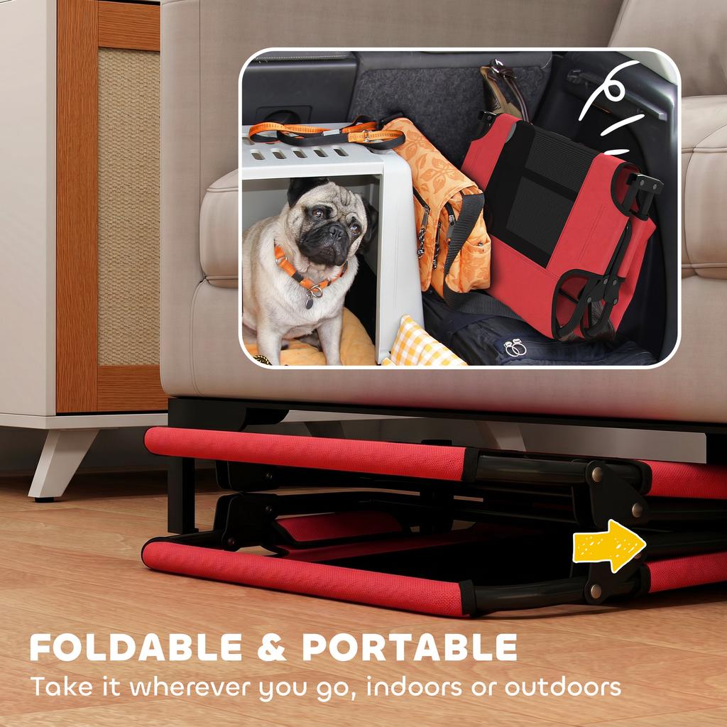 Portable Raised Dog Bed Elevated Pet Cot With Breathable Mesh For Indoor Outdoor For Small Medium Dogs Red