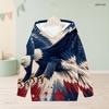 Girls Long Sleeve Hooded Pullover Eagle Star Stripe Printed Sweatshirt Red White Blue