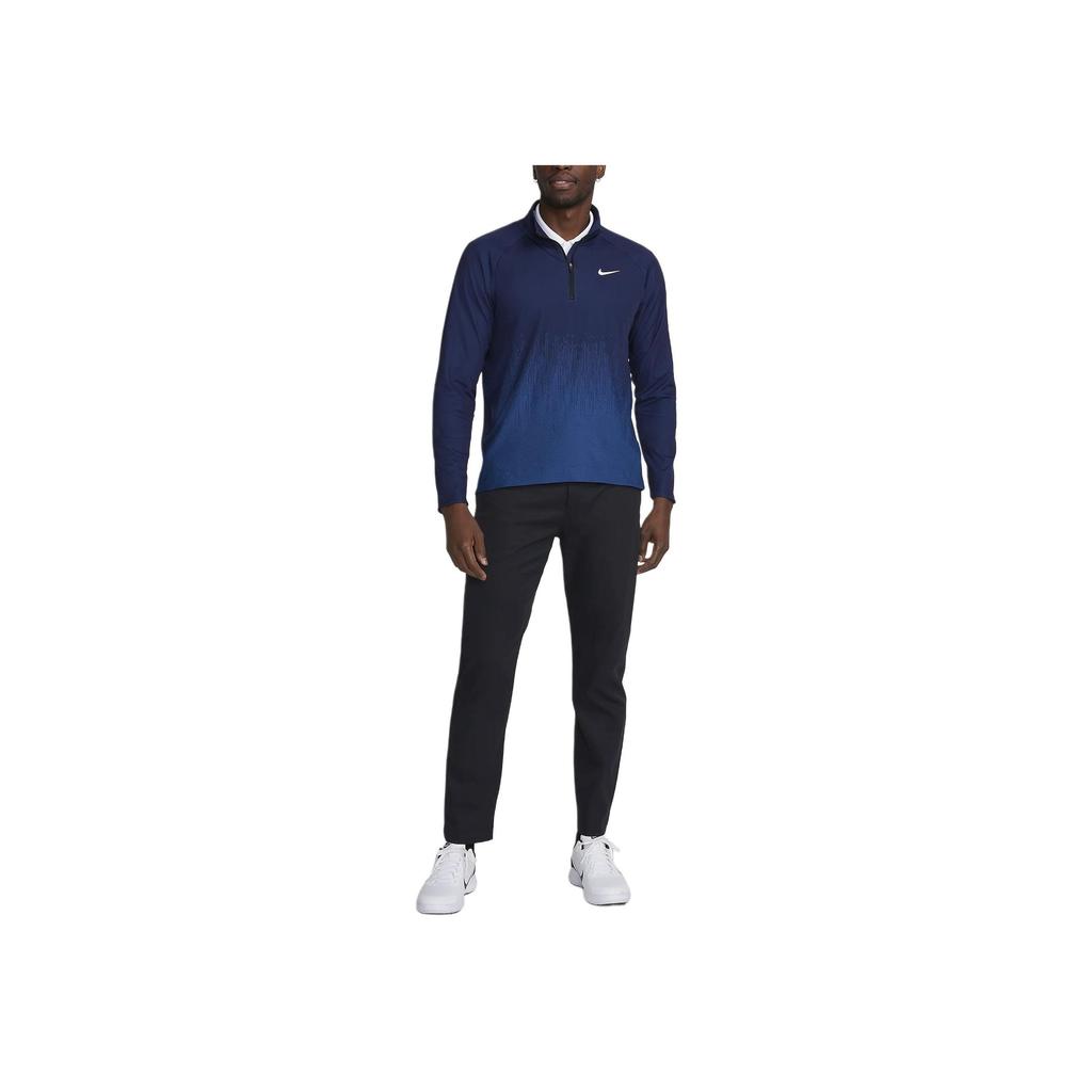Nike Dri-FIT ADV 1/2-Zip Golf Top Gradient Logo Print Stand Collar Long Sleeve T-Shirt Men Tops Dark-Blue FD5833-410