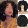 Afro Kinky Curly Wig with Bangs Synthetic Short Wigs for Black Women Black Blonde Glueless High Temperature Fiber Cosplay Hair
