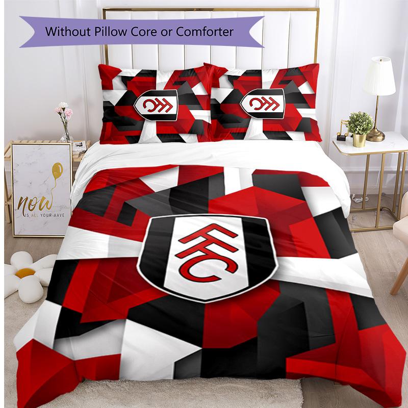 Fulham Football Printed 3 Pieces Bedding Set, Comfortable Skin Friendly Bedroom Duvet Cover Set