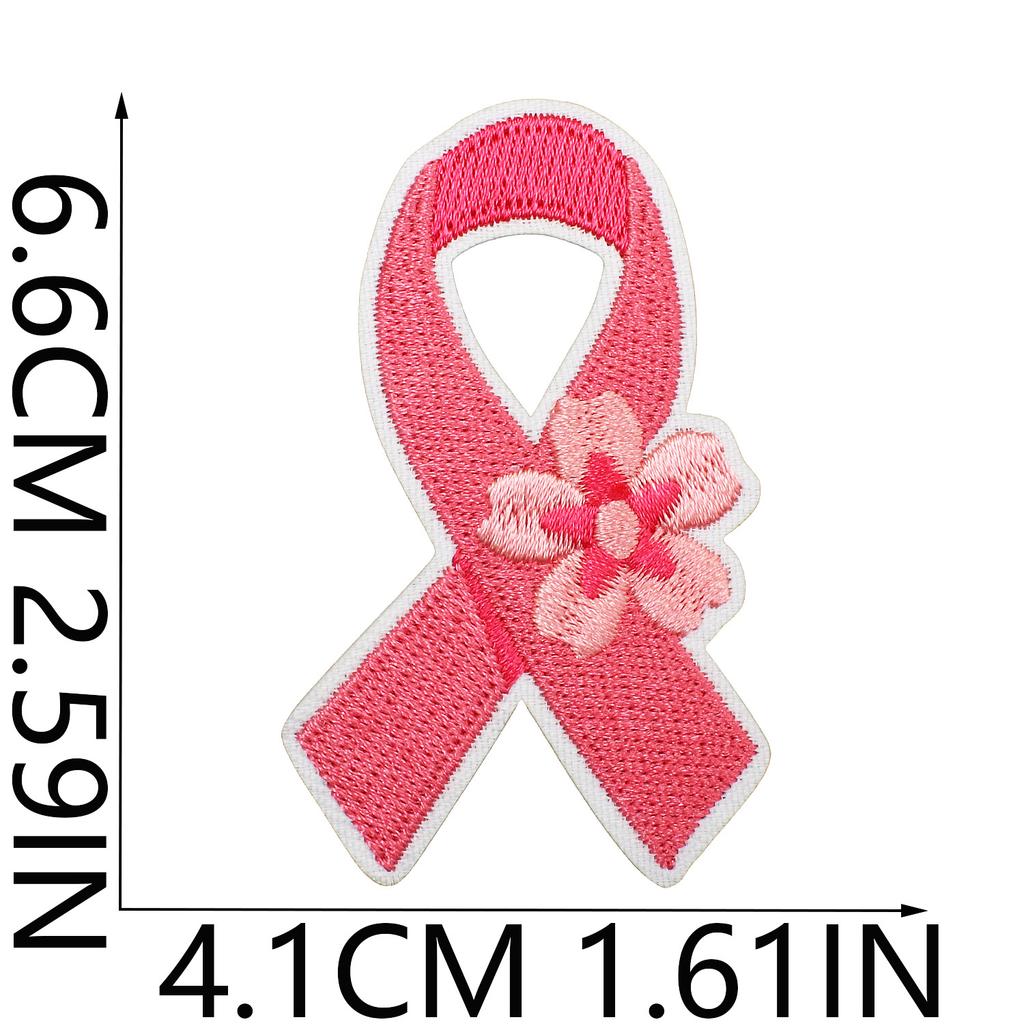 Health Day Embroidery Sticker Caring For Women Zhang Zai Computer Embroidery Label Clothes Bag Decoration Pink Ribbon Patch Sticker